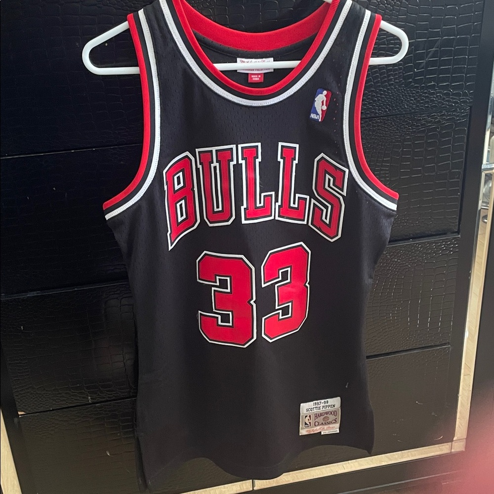 Mitchell & Ness Black and Red Swingman Collection Jersey